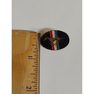 Ford Mustang Oval Collectible Pin Black Red White Blue with Pinback